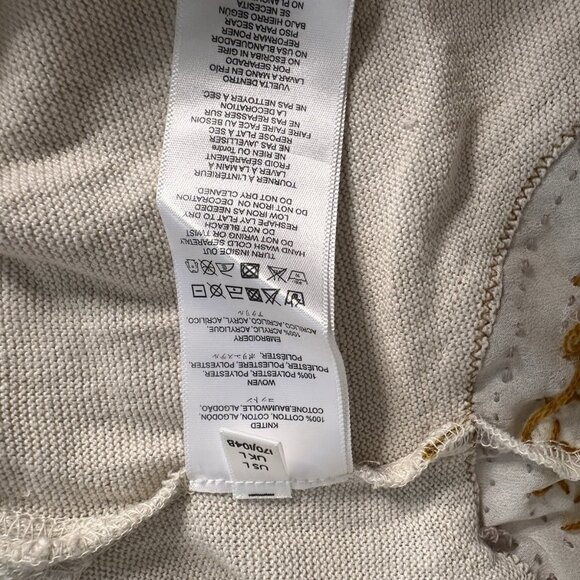 Free People We The Free Embellished  Tee Sequin Los Angeles 86 Size L Cream - Picture 7 of 7